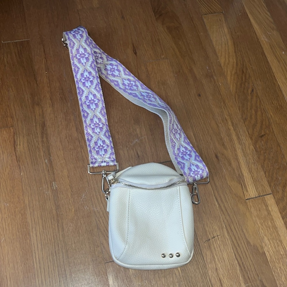 Camera bag with embroidered strap